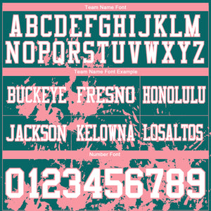Custom Teal White-Medium Pink 3D Pattern Splash Authentic Football Jersey