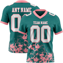 Load image into Gallery viewer, Custom Teal White-Medium Pink 3D Pattern Splash Authentic Football Jersey
