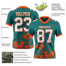 Load image into Gallery viewer, Custom Teal White-Orange 3D Pattern Splash Authentic Football Jersey
