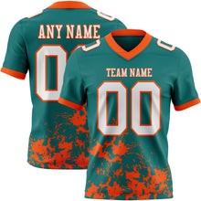 Load image into Gallery viewer, Custom Teal White-Orange 3D Pattern Splash Authentic Football Jersey
