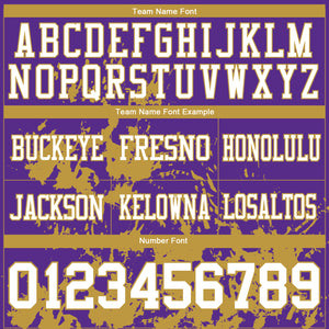 Custom Purple White-Old Gold 3D Pattern Splash Authentic Football Jersey