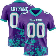 Загрузить изображение в средство просмотра галереи, Custom Purple White-Aqua 3D Pattern Splash Authentic Football Jersey
