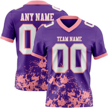 Загрузить изображение в средство просмотра галереи, Custom Purple White-Medium Pink 3D Pattern Splash Authentic Football Jersey
