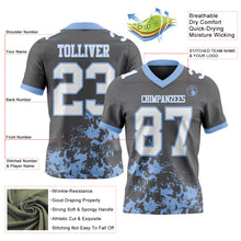 Загрузить изображение в средство просмотра галереи, Custom Steel Gray White-Light Blue 3D Pattern Splash Authentic Football Jersey
