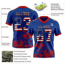 Загрузить изображение в средство просмотра галереи, Custom Royal USA Flag Red-Black 3D Pattern Splash Authentic Football Jersey
