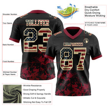 Charger l&#39;image dans la galerie, Custom Black Vintage USA Flag Crimson-Cream 3D Pattern Splash Authentic Football Jersey
