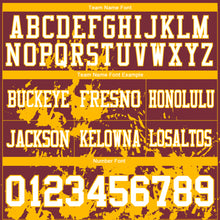 Загрузить изображение в средство просмотра галереи, Custom Burgundy White-Gold 3D Pattern Splash Authentic Football Jersey
