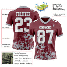Загрузить изображение в средство просмотра галереи, Custom Burgundy White-Gray 3D Pattern Splash Authentic Football Jersey
