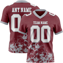 Загрузить изображение в средство просмотра галереи, Custom Burgundy White-Gray 3D Pattern Splash Authentic Football Jersey
