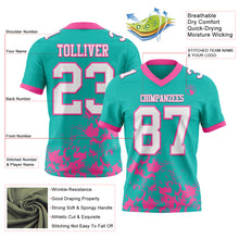 Загрузить изображение в средство просмотра галереи, Custom Aqua White-Pink 3D Pattern Splash Authentic Football Jersey
