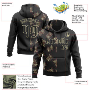 Custom Black Gold 3D Skull Poker Playing Card Split Sports Pullover Sweatshirt Hoodie