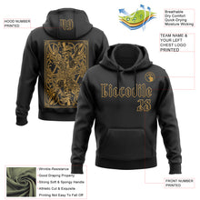 Load image into Gallery viewer, Custom Black Old Gold 3D Skull Poker Playing Card Vintage Sports Pullover Sweatshirt Hoodie
