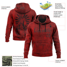 Load image into Gallery viewer, Custom Red Black 3D Skull Gothic Faith Holy Vintage Sports Pullover Sweatshirt Hoodie
