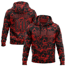 Load image into Gallery viewer, Custom Red Black 3D Skull Gothic Vintage Sports Pullover Sweatshirt Hoodie
