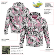 Load image into Gallery viewer, Custom Light Pink Black-White 3D Skull Roses Gothic Sports Pullover Sweatshirt Hoodie
