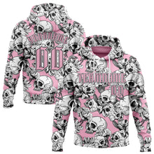 Load image into Gallery viewer, Custom Light Pink Black-White 3D Skull Roses Gothic Sports Pullover Sweatshirt Hoodie
