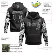 Load image into Gallery viewer, Custom Black White 3D Skull Roses Gothic Sports Pullover Sweatshirt Hoodie
