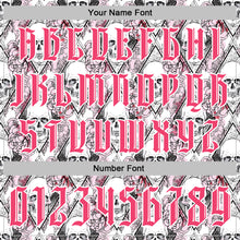 Load image into Gallery viewer, Custom White Neon Pink-Black 3D Skull Roses Gothic Geometic Diamond Grid Sports Pullover Sweatshirt Hoodie
