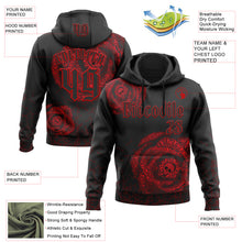 Load image into Gallery viewer, Custom Black Red 3D Skull Roses Gothic Vintage Sports Pullover Sweatshirt Hoodie
