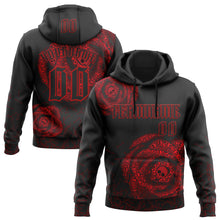 Load image into Gallery viewer, Custom Black Red 3D Skull Roses Gothic Vintage Sports Pullover Sweatshirt Hoodie
