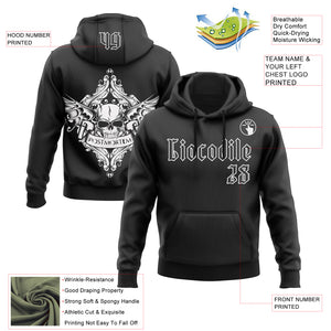 Custom Black White 3D Skull Gothic Postmortem Vintage Sports Pullover Sweatshirt Hoodie
