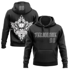 Load image into Gallery viewer, Custom Black White 3D Skull Gothic Postmortem Vintage Sports Pullover Sweatshirt Hoodie
