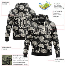 Load image into Gallery viewer, Custom Black Cream 3D Skull Gothic Vintage Grunge Art Sports Pullover Sweatshirt Hoodie
