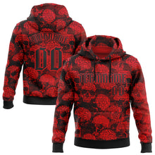 Load image into Gallery viewer, Custom Fire Red Black 3D Skull Gothic Vintage Grunge Art Sports Pullover Sweatshirt Hoodie
