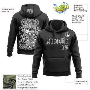 Custom Black White 3D Skull Gothic Emperor Vintage Grunge Art Sports Pullover Sweatshirt Hoodie