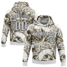 Load image into Gallery viewer, Custom White Black 3D Skull Roses Gothic Vintage Grunge Art Sports Pullover Sweatshirt Hoodie
