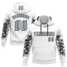 Load image into Gallery viewer, Custom White Silver-Black 3D Skull Gothic Floral Sports Pullover Sweatshirt Hoodie
