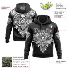 Load image into Gallery viewer, Custom Black White 3D Skull Gothic Floral Vintage Sports Pullover Sweatshirt Hoodie
