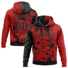 Load image into Gallery viewer, Custom Red Black 3D Skull Gothic Splash Vintage Grunge Art Sports Pullover Sweatshirt Hoodie
