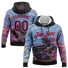 Load image into Gallery viewer, Custom Stitched Blue Black-Pink 3D Pattern Design Motorcycle Motocross Racing Sports Pullover Sweatshirt Hoodie
