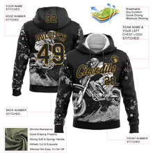 Load image into Gallery viewer, Custom Stitched Black Old Gold 3D Pattern Design Motorcycle Motocross Racing Sports Pullover Sweatshirt Hoodie
