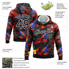 Load image into Gallery viewer, Custom Stitched Black White 3D Pattern Design Flame Motorcycle Motocross Racing Sports Pullover Sweatshirt Hoodie
