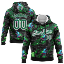 Load image into Gallery viewer, Custom Stitched Black Kelly Green-White 3D Pattern Design Flame Motorcycle Motocross Racing Sports Pullover Sweatshirt Hoodie
