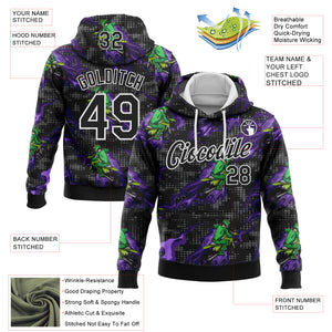 Custom Stitched Black White 3D Pattern Design Flame Motorcycle Motocross Racing Sports Pullover Sweatshirt Hoodie