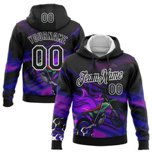 Load image into Gallery viewer, Custom Stitched Black White 3D Pattern Design Flame Motorcycle Motocross Racing Sports Pullover Sweatshirt Hoodie
