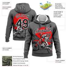 Load image into Gallery viewer, Custom Stitched Gray Black-White 3D Pattern Design Motorcycle Motocross Racing Sports Pullover Sweatshirt Hoodie
