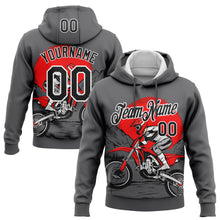 Load image into Gallery viewer, Custom Stitched Gray Black-White 3D Pattern Design Motorcycle Motocross Racing Sports Pullover Sweatshirt Hoodie
