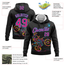 Load image into Gallery viewer, Custom Stitched Black Hot Pink-Sky Blue 3D Pattern Design Motorcycle Motocross Racing Sports Pullover Sweatshirt Hoodie
