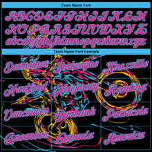 Load image into Gallery viewer, Custom Stitched Black Hot Pink-Sky Blue 3D Pattern Design Motorcycle Motocross Racing Sports Pullover Sweatshirt Hoodie
