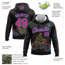 Load image into Gallery viewer, Custom Stitched Black Hot Pink-Sky Blue 3D Pattern Design Motorcycle Motocross Racing Sports Pullover Sweatshirt Hoodie
