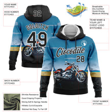 Load image into Gallery viewer, Custom Stitched Blue Black-White 3D Pattern Design Motorcycle Motocross Racing Sports Pullover Sweatshirt Hoodie
