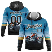 Load image into Gallery viewer, Custom Stitched Blue Black-White 3D Pattern Design Motorcycle Motocross Racing Sports Pullover Sweatshirt Hoodie
