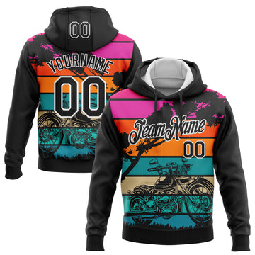 Custom Stitched Black White 3D Pattern Design Motorcycle Motocross Racing Sports Pullover Sweatshirt Hoodie