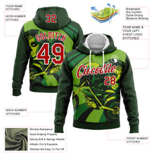 Load image into Gallery viewer, Custom Stitched Green Red-White 3D Pattern Design Motorcycle Motocross Skull Racing Sports Pullover Sweatshirt Hoodie
