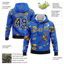 Load image into Gallery viewer, Custom Stitched Blue Black-White 3D Pattern Design Motorcycle Motocross Helmet Skull Racing Sports Pullover Sweatshirt Hoodie
