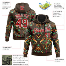 Load image into Gallery viewer, Custom Stitched Brown Red-White 3D Pattern Design Tribal Ethnic Native American Sports Pullover Sweatshirt Hoodie
